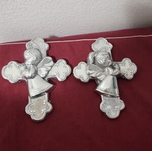 Pewter Angel Cross Wall Decor